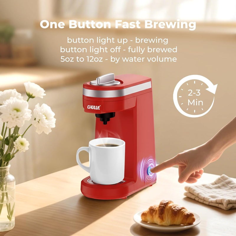 CHULUX Mini Coffee Maker for K Capsule, Single Serve Coffee Maker for One Cup Americano, Lightweight Pod Coffee Machine, Red - Image 3